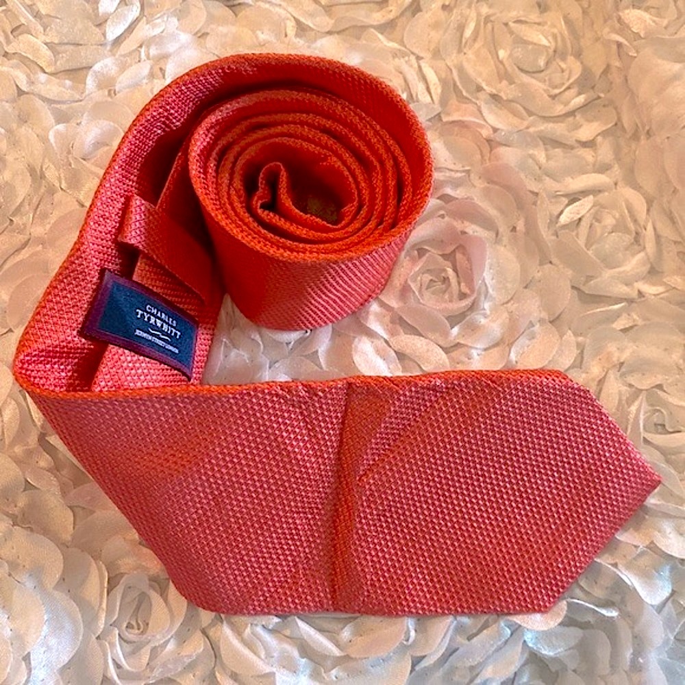 New Charles Tyrwitt mens peachy orange‎ silk tie